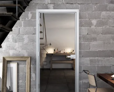 Porta battente per interni in vetro con telaio in alluminio Quies di Albed