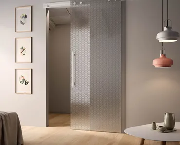 Porta per interni scorrevole Sail in vetro serigrafato di Albed