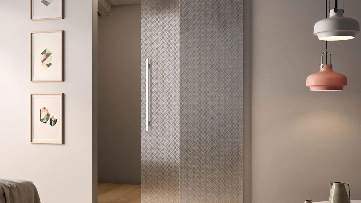 Porta per interni scorrevole Sail in vetro serigrafato di Albed