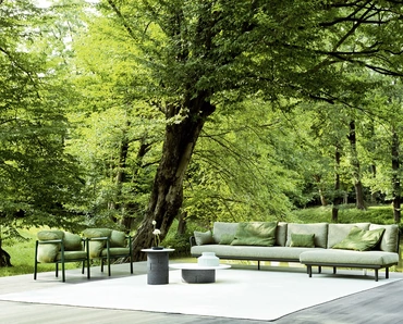 Salotto da esterno Allegra in alluminio e tessuto di Varaschin