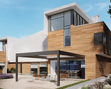 Pergola in alluminio con copertura ad impacchettamento Tecnic Nomo di Pratic