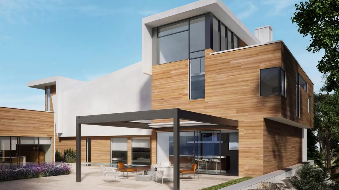 Pergola in alluminio con copertura ad impacchettamento Tecnic Nomo di Pratic